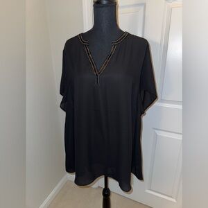 *NWT* Torrid Black Sheer Split Front Sequin Blouse Size 3